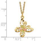 10k and 12k Tri-color Black Hills Gold Butterfly 14k Gold-filled Chain 18 inch Necklace