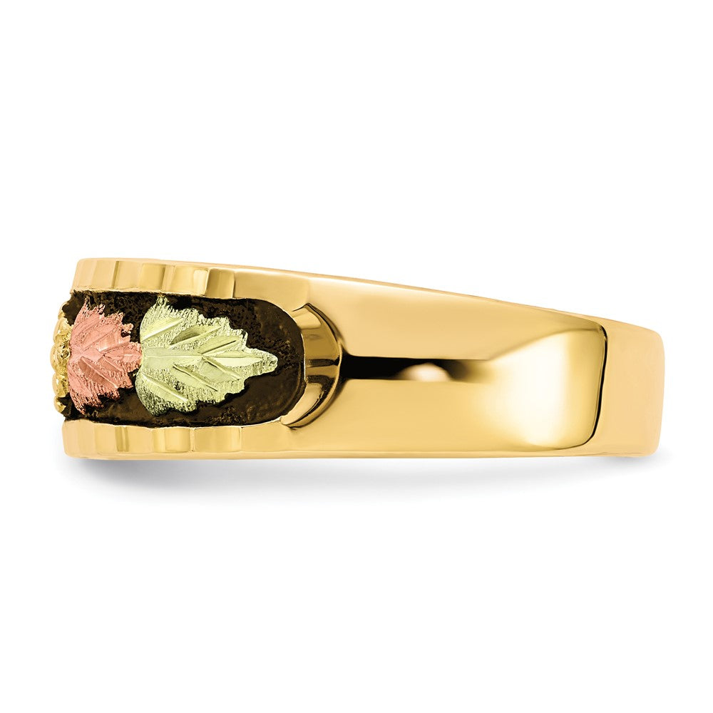 10k and 12k Tri-color Black Hills Gold Antiqued Leaves Mens Band