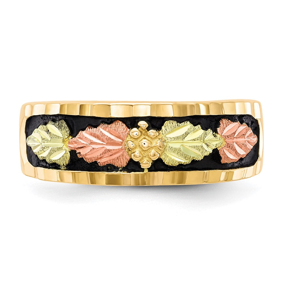 10k and 12k Tri-color Black Hills Gold Antiqued Leaves Mens Band
