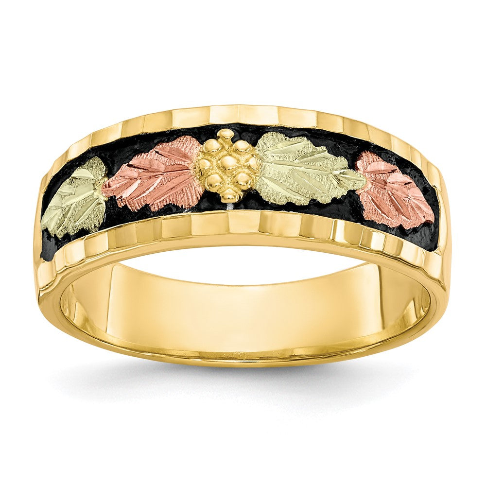 10k and 12k Tri-color Black Hills Gold Antiqued Leaves Mens Band