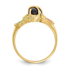 10k and 12k Tri-color Black Hills Gold Marquise Onyx Ring