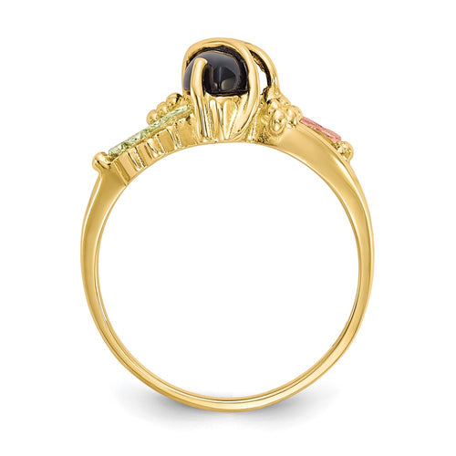 10k and 12k Tri-color Black Hills Gold Marquise Onyx Ring
