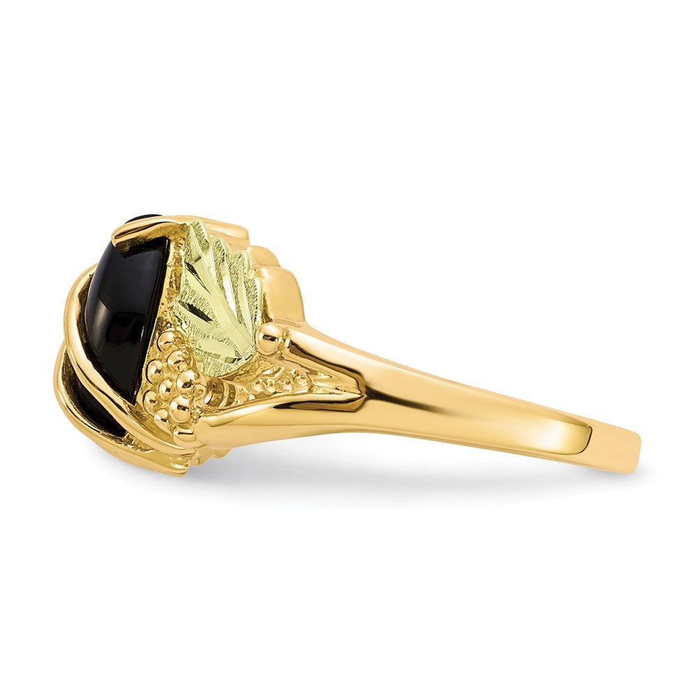 10k and 12k Tri-color Black Hills Gold Marquise Onyx Ring