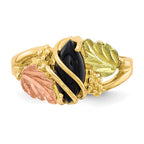 10k and 12k Tri-color Black Hills Gold Marquise Onyx Ring