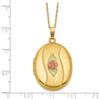 10k and 12k Tri-color Black Hills Gold 32mm Rose Oval Locket 14k Gold-filled Chain 18 inch Necklace