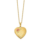 10k and 12k Tri-color Black Hills Gold 18mm I LOVE YOU with Rose Heart Locket 14k Gold-filled Chain 18 inch Necklace