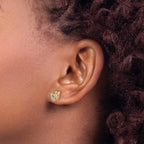 10k and 12k Tri-color Black Hills Gold Leaves 1/20 carat Diamond Post Earrings