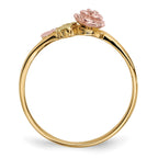 10k and 12k Tri-color Black Hills Gold Diamond Rose and Leaves Ring