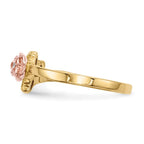 10k and 12k Tri-color Black Hills Gold Diamond Rose and Leaves Ring
