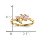10k and 12k Tri-color Black Hills Gold Diamond Rose and Leaves Ring