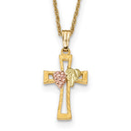 10k and 12k Tri-color Black Hills Gold Grapes and Leaf on Cross 14k Gold-filled Chain 18 inch Necklace