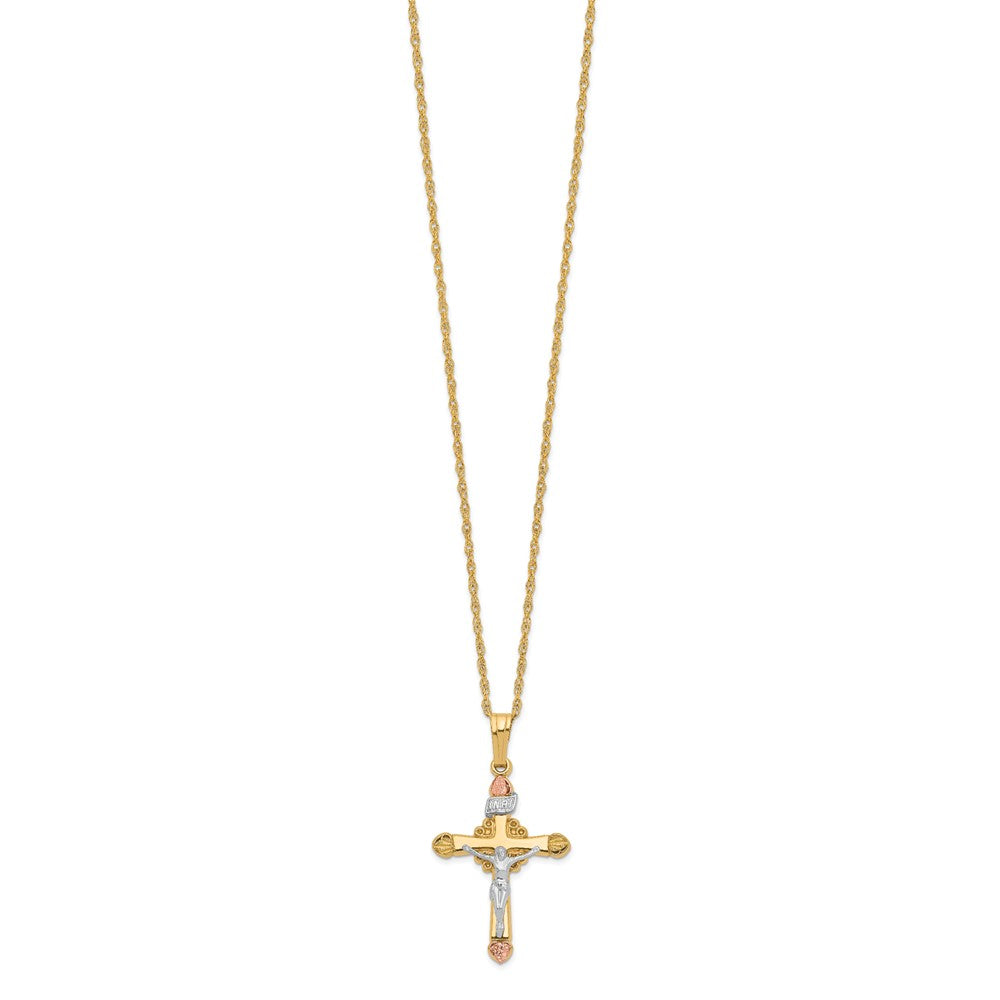 10k and 12k Black Hills Gold Crucifix 14k Gold-filled Chain 18 inch Necklace