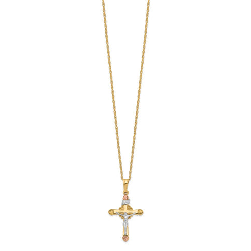 10k and 12k Black Hills Gold Crucifix 14k Gold-filled Chain 18 inch Necklace