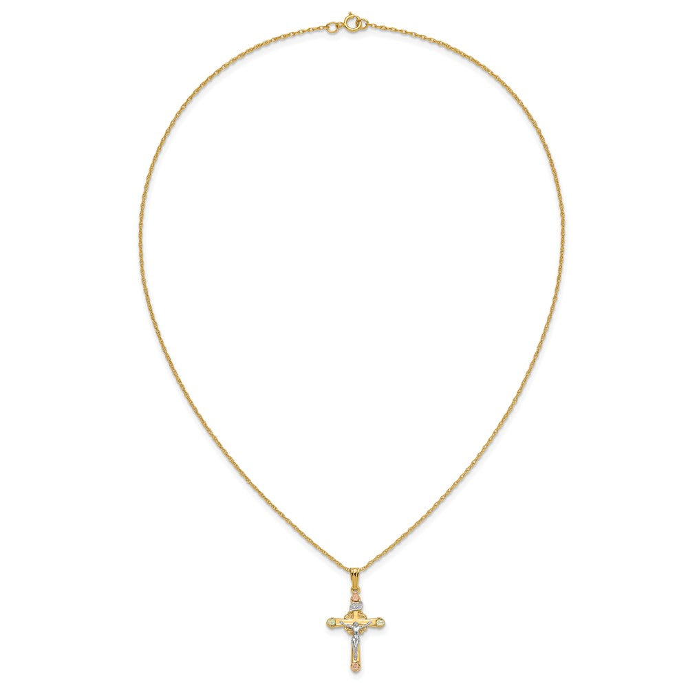 10k and 12k Black Hills Gold Crucifix 14k Gold-filled Chain 18 inch Necklace