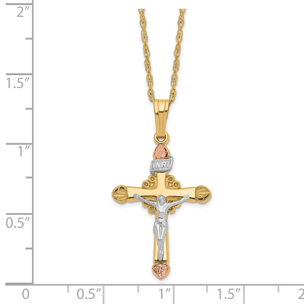 10k and 12k Black Hills Gold Crucifix 14k Gold-filled Chain 18 inch Necklace