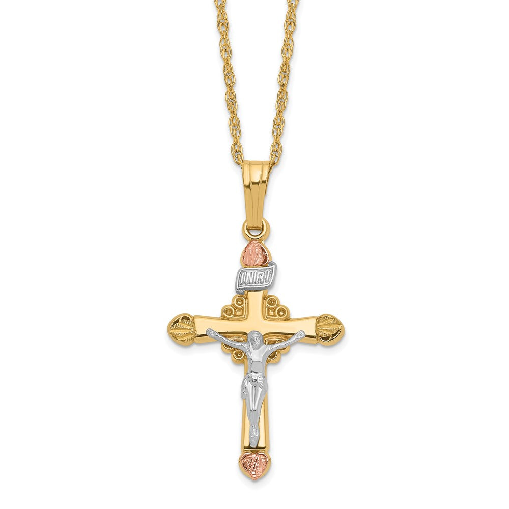 10k and 12k Black Hills Gold Crucifix 14k Gold-filled Chain 18 inch Necklace