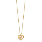 10k and 12k Tri-color Black Hills Gold Rosebud and Leaf in Heart 14k Gold-filled Chain 18 inch Necklace