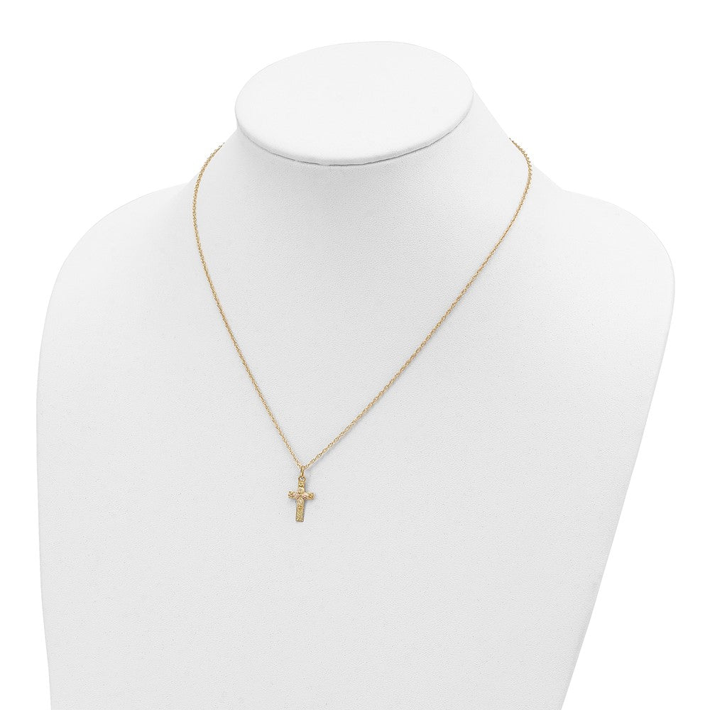 10k and 12k Tri-color Black Hills Gold Leaves on Cross 14k Gold-filled Chain 18 inch Necklace