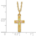 10k and 12k Tri-color Black Hills Gold Leaves on Cross 14k Gold-filled Chain 18 inch Necklace