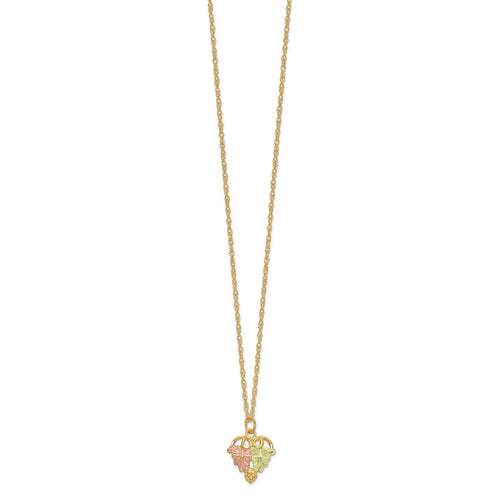 10k and 12k Tri-color Black Hills Gold Grapes and Leaves 14k Gold-filled Chain 18 inch Necklace