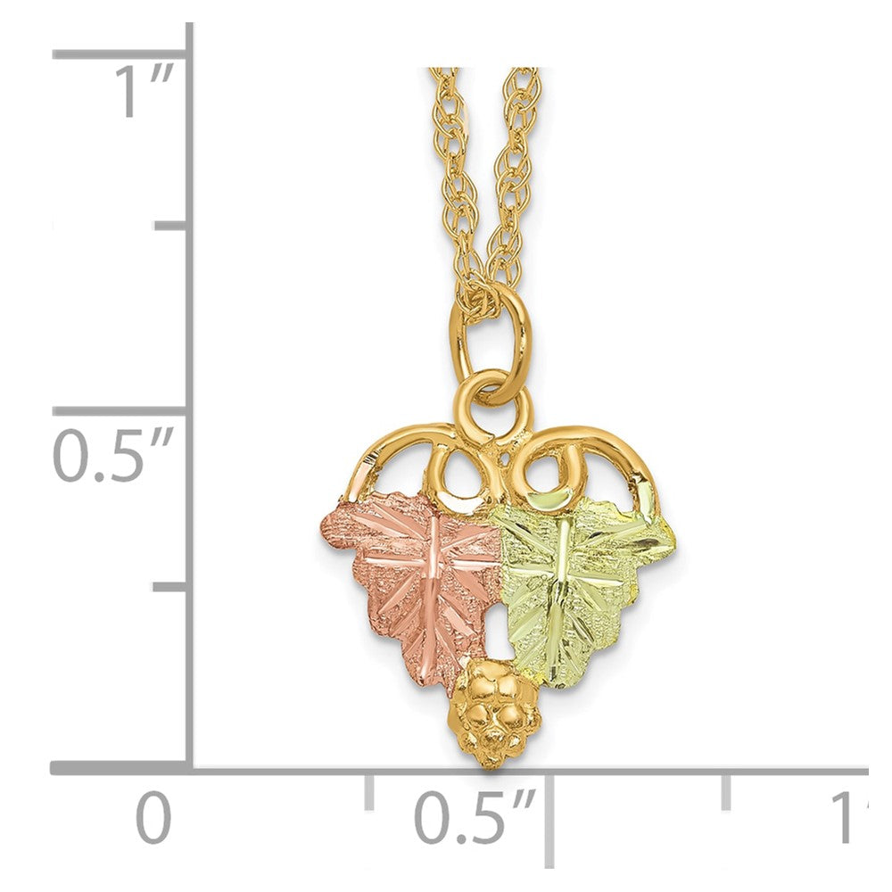 10k and 12k Tri-color Black Hills Gold Grapes and Leaves 14k Gold-filled Chain 18 inch Necklace