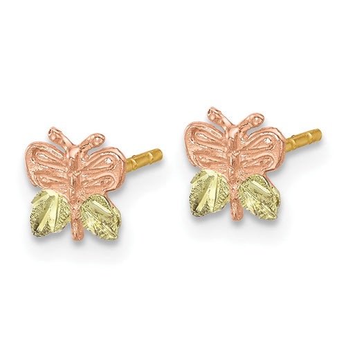 10k and 12k Tri-color Black Hills Gold Butterfly Post Earrings