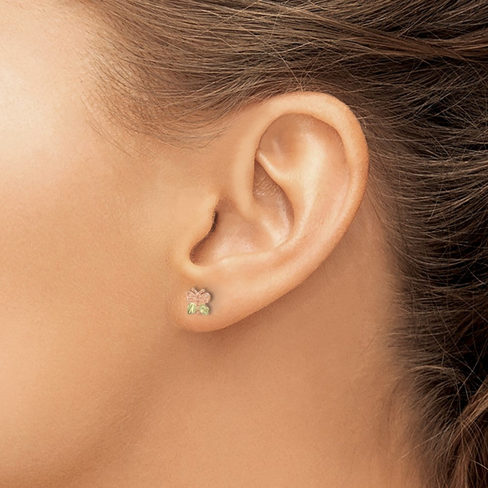 10k and 12k Tri-color Black Hills Gold Butterfly Post Earrings