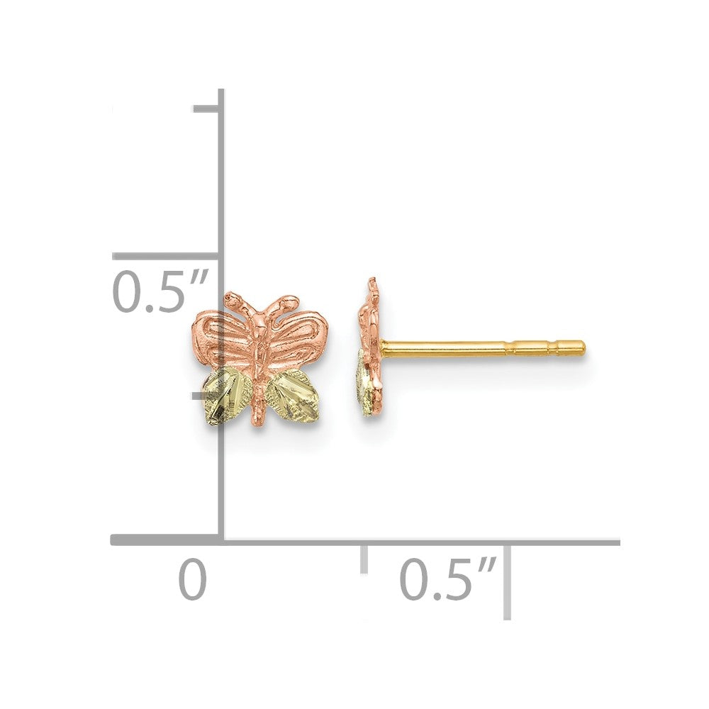 10k and 12k Tri-color Black Hills Gold Butterfly Post Earrings