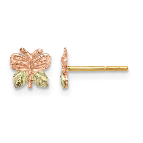 10k and 12k Tri-color Black Hills Gold Butterfly Post Earrings