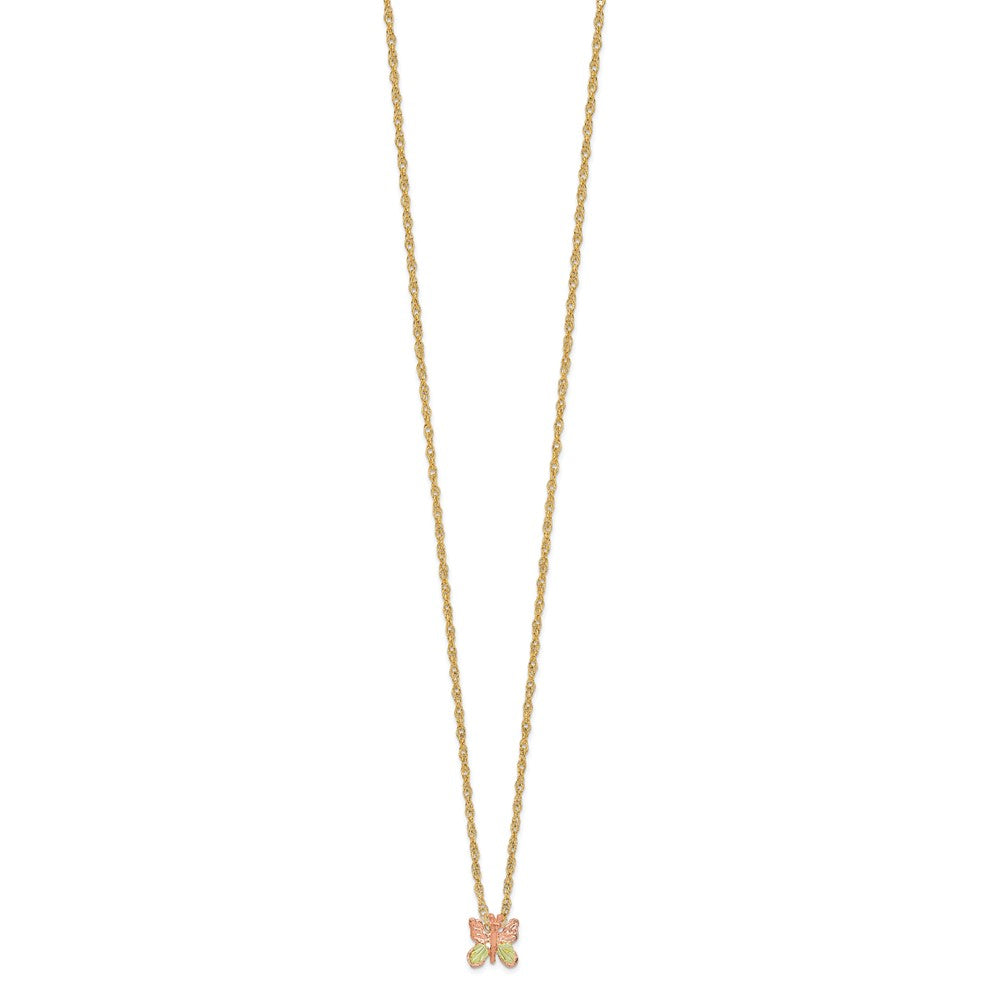 10k and 12k Tri-color Black Hills Gold Butterfly 14k Gold-filled Chain 18 inch Necklace