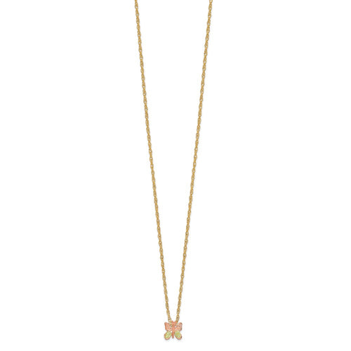 10k and 12k Tri-color Black Hills Gold Butterfly 14k Gold-filled Chain 18 inch Necklace