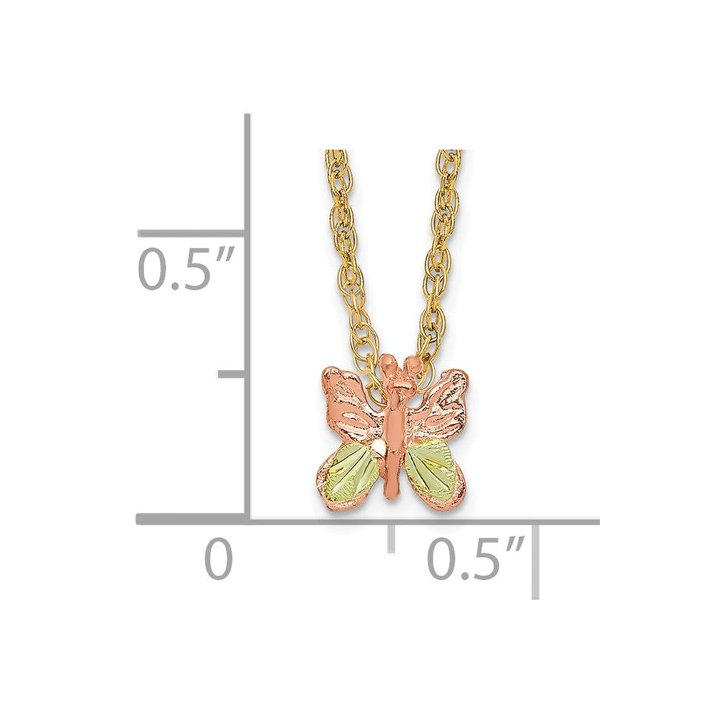 10k and 12k Tri-color Black Hills Gold Butterfly 14k Gold-filled Chain 18 inch Necklace