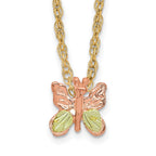 10k and 12k Tri-color Black Hills Gold Butterfly 14k Gold-filled Chain 18 inch Necklace