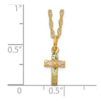 10k and 12k Tri-color Black Hills Gold Leaves on Small Cross 14k Gold-filled Chain 18 inch Necklace