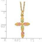 10k and 12k Tri-color Black Hills Gold Grapes and Leaves Cross 14k Gold-filled Chain 18 inch Necklace