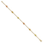 10k and 12k Tri-color Gold Black Hills Roses 7.5 inch Station Bracelet