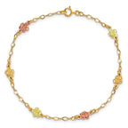10k and 12k Tri-color Gold Black Hills Roses 7.5 inch Station Bracelet