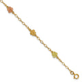 10k and 12k Tri-color Gold Black Hills Roses 7.5 inch Station Bracelet