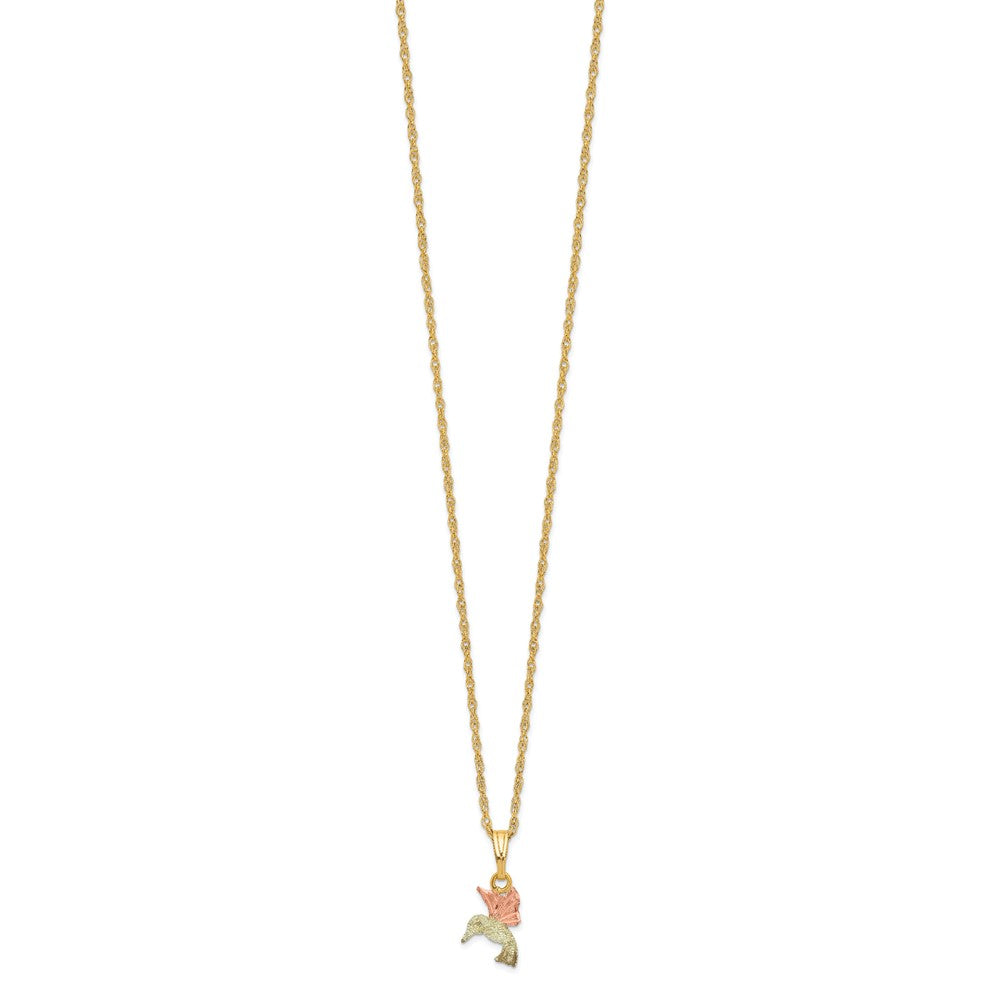 10k and 12k Tri-color Black Hills Gold Hummingbird 14k Gold-filled Chain 18 inch Necklace