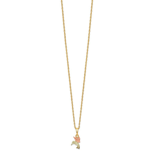10k and 12k Tri-color Black Hills Gold Hummingbird 14k Gold-filled Chain 18 inch Necklace
