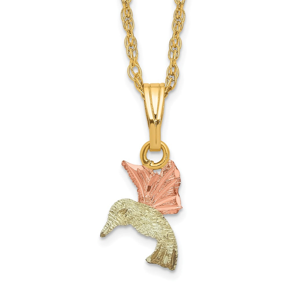 10k and 12k Tri-color Black Hills Gold Hummingbird 14k Gold-filled Chain 18 inch Necklace
