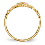 10k and 12k Tri-color Black Hills Gold Leaves on Heart Claddagh Ring