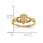10k and 12k Tri-color Black Hills Gold Leaves on Heart Claddagh Ring