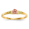 10k and 12k Tri-color Black Hills Gold Rose and Leaves Ring