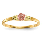 10k and 12k Tri-color Black Hills Gold Rose and Leaves Ring