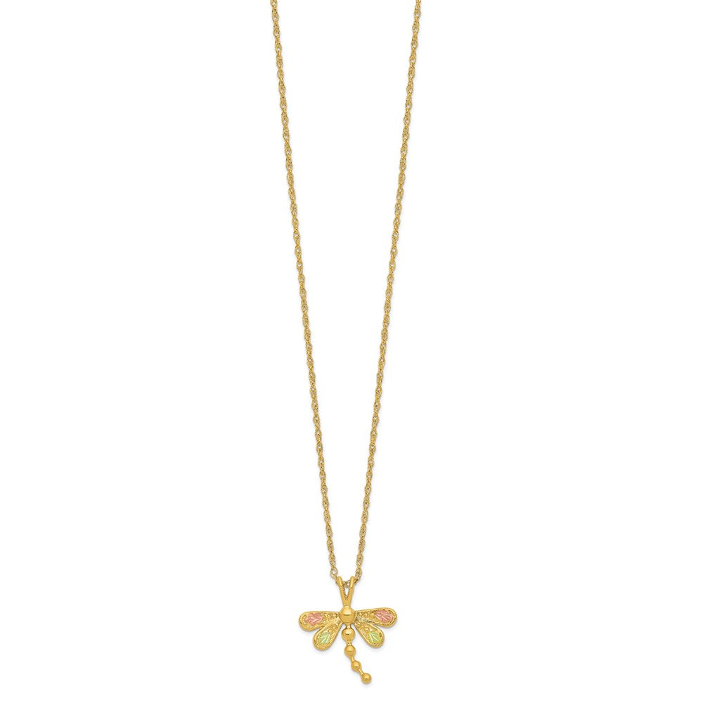 10k and 12k Tri-color Black Hills Gold Dragonfly 14k Gold-filled Chain 18 inch Necklace