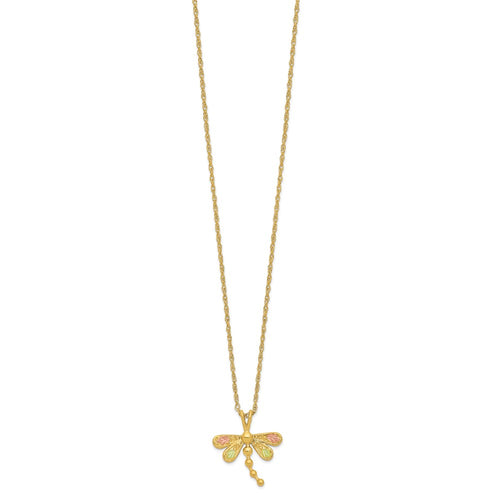 10k and 12k Tri-color Black Hills Gold Dragonfly 14k Gold-filled Chain 18 inch Necklace