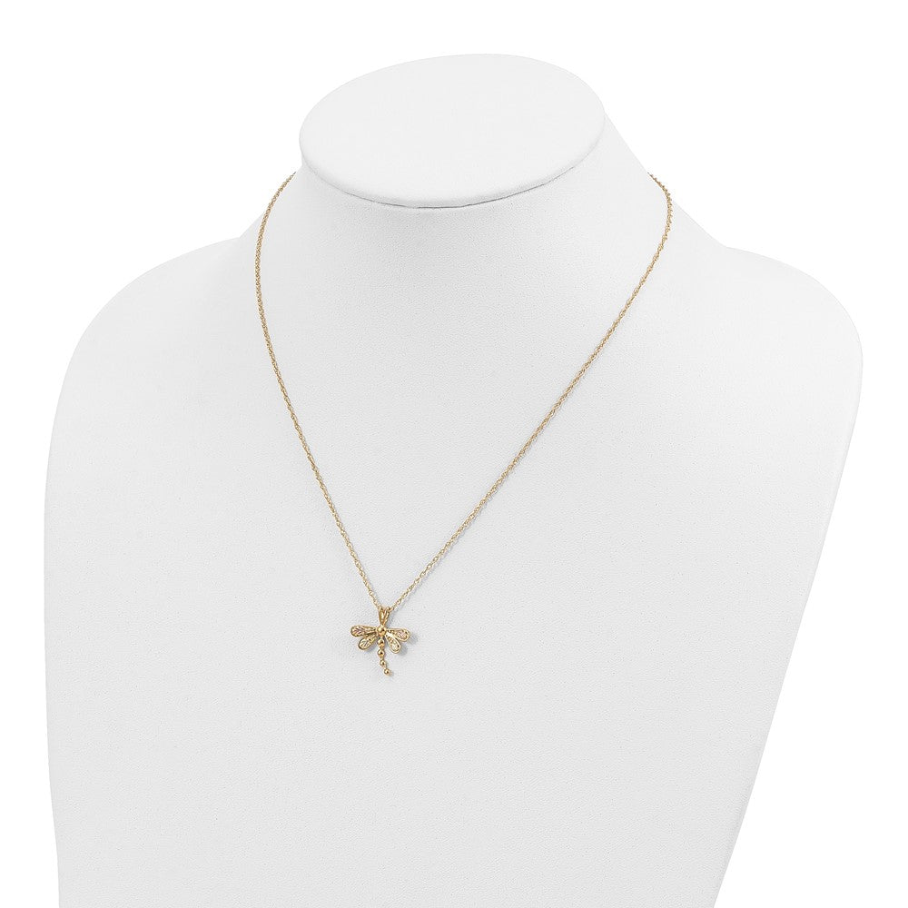 10k and 12k Tri-color Black Hills Gold Dragonfly 14k Gold-filled Chain 18 inch Necklace