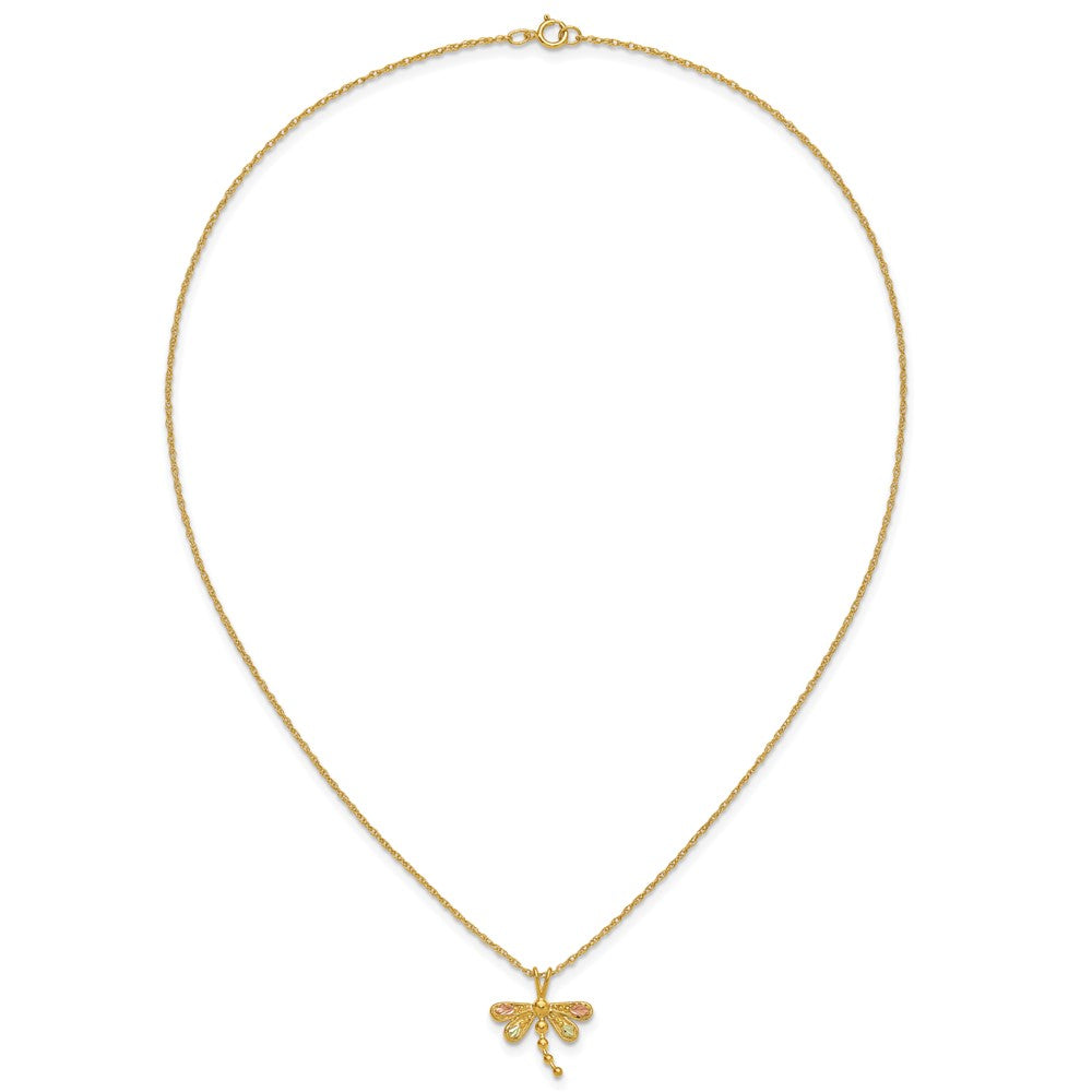 10k and 12k Tri-color Black Hills Gold Dragonfly 14k Gold-filled Chain 18 inch Necklace