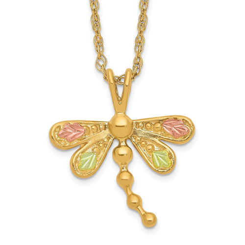 10k and 12k Tri-color Black Hills Gold Dragonfly 14k Gold-filled Chain 18 inch Necklace
